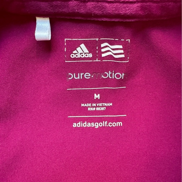 ADIDAS Pure Motion Medium Short Sleeve Golf Shirt Magenta Pink - Picture 8 of 10